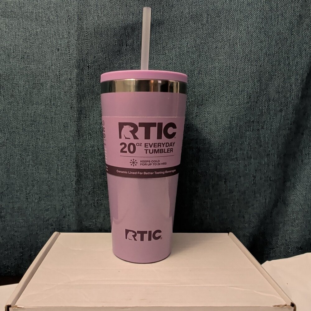 NEW RTIC 20oz Ceramic Lined Tumbler | Lavender Glitter | Everyday Straw Lid - Picture 13 of 16